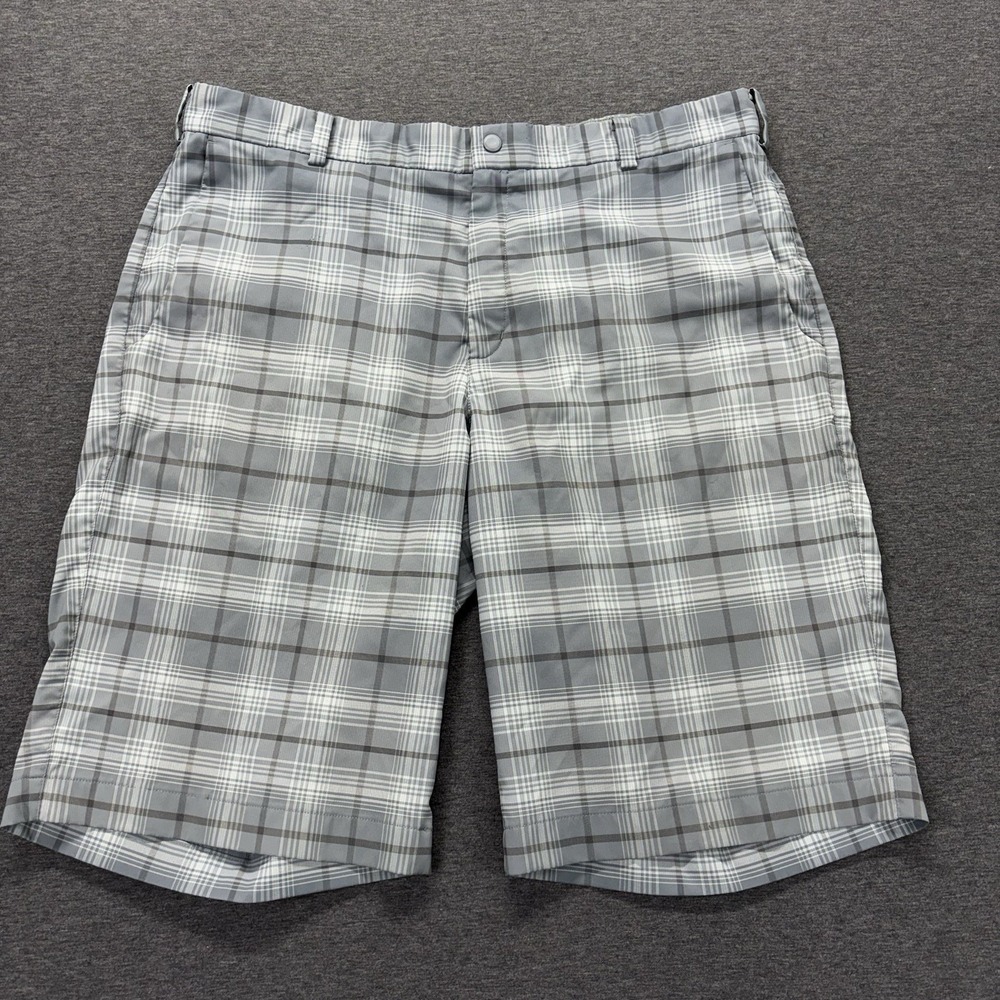 Nike Golf‎ Dri-Fit Tour Performance Shorts Mens 36 Gray Plaid Stretch Preppy